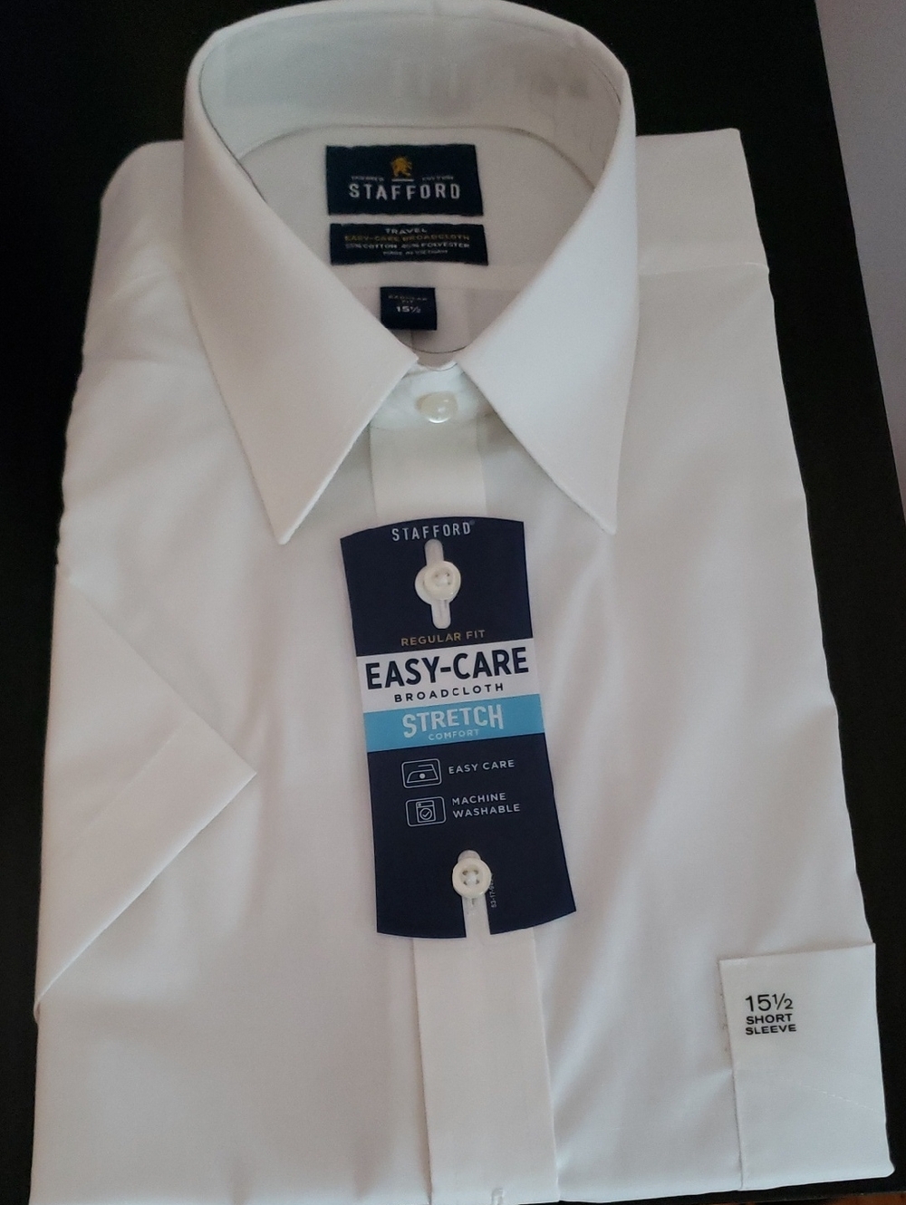 Stafford White Short Sleeve Easy-Care Dress Shirt